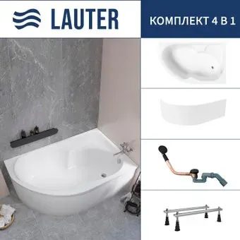Lauter Geneva 170x105 2103170R (с ножками, лицевым экраном и сифоном 21Y11021 матовый черный)