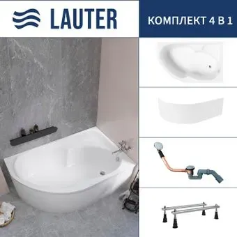 Lauter Geneva 170x105 2103170R (с ножками, лицевым экраном и сифоном 21Y11020 хром)