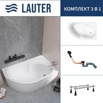 Lauter Geneva 170x105 2103170R (с ножками и сифоном 21Y11021 матовый черный)