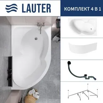 Lauter Geneva 170x105 2103170R (с каркасом, лицевым экраном и сифоном 21Y31001 матовый черный)