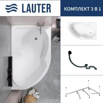 Lauter Geneva 170x105 2103170R (с каркасом и сифоном 21Y31001 матовый черный)