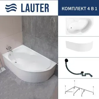 Lauter Geneva 170x105 2103170L (с каркасом, лицевым экраном и сифоном 21Y31001 матовый черный)
