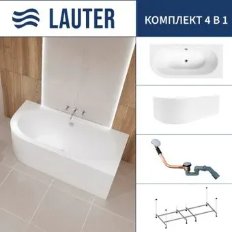 Lauter Bliss 170 P 21201072P (с каркасом, лицевым экраном белого цвета и сифоном 21Y11020 хром)