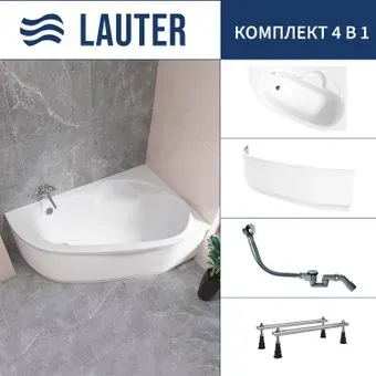 Lauter Valencia 170x110 2102170R (с ножками, лицевым экраном и сифоном 21Y32000 хром)