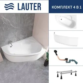 Lauter Valencia 170x110 2102170R (с ножками, лицевым экраном и сифоном 21Y11021 матовый черный)