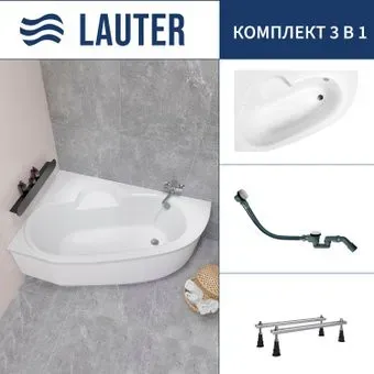Lauter Valencia 160x105 2102160L (с ножками и сифоном 21Y32002 белый)