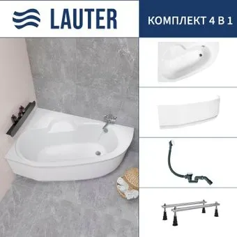 Lauter Valencia 150x100 2102150L (с ножками, лицевым экраном и сифоном 21Y31002 белый)