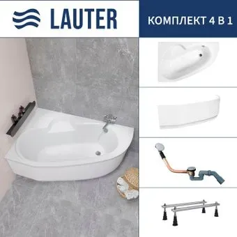 Lauter Valencia 150x100 2102150L (с ножками, лицевым экраном и сифоном 21Y11020 хром)