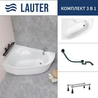 Lauter Valencia 150x100 2102150L (с ножками и сифоном 21Y32001 матовый черный)