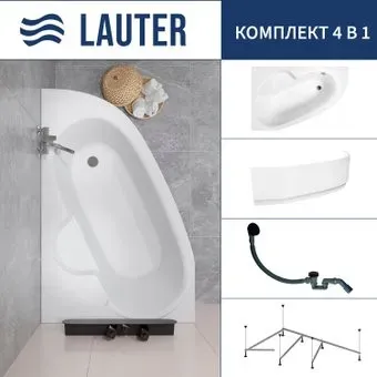 Lauter Valencia 150x100 2102150L (с каркасом, лицевым экраном и сифоном 21Y31001 матовый черный)