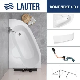 Lauter Valencia 150x100 2102150L (с каркасом, лицевым экраном и сифоном 21Y11021 матовый черный)