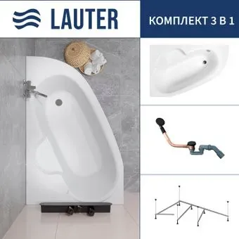 Lauter Valencia 150x100 2102150L (с каркасом и сифоном 21Y11021 матовый черный)