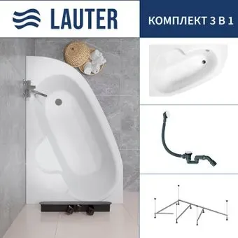 Lauter Valencia 140x95 2102140L (с каркасом и сифоном 21Y31002 белый)