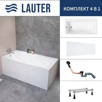 Lauter Seraphina 170x80 2112170L (с ножками, лицевым экраном и сифоном 21Y11021 матовый черный)