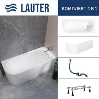 Lauter Monaco 170x72.5 2113170R (с ножками, лицевым экраном и сифоном 21Y31002 белый)
