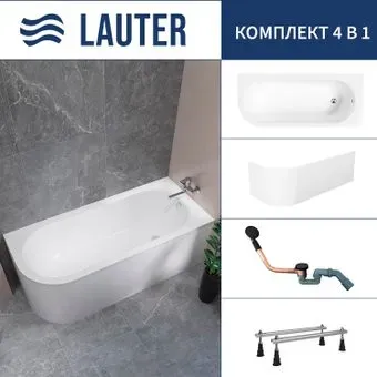 Lauter Monaco 170x72.5 2113170R (с ножками, лицевым экраном и сифоном 21Y11021 матовый черный)