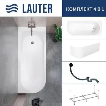 Lauter Monaco 170x72.5 2113170R (с каркасом, лицевым экраном и сифоном 21Y31001 матовый черный)