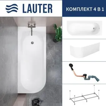 Lauter Monaco 170x72.5 2113170R (с каркасом, лицевым экраном и сифоном 21Y11021 матовый черный)