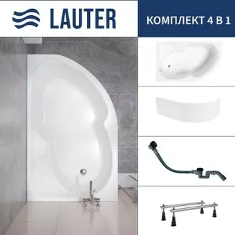 Lauter Geneva 170x105 2103170L (с ножками, лицевым экраном и сифоном 21Y32001 матовый черный)