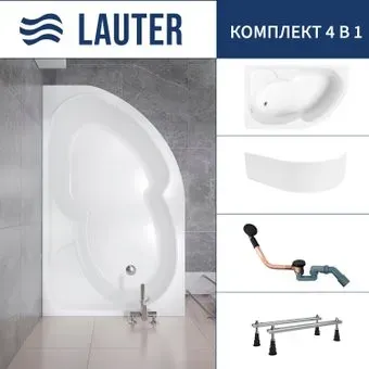 Lauter Geneva 170x105 2103170L (с ножками, лицевым экраном и сифоном 21Y11021 матовый черный)