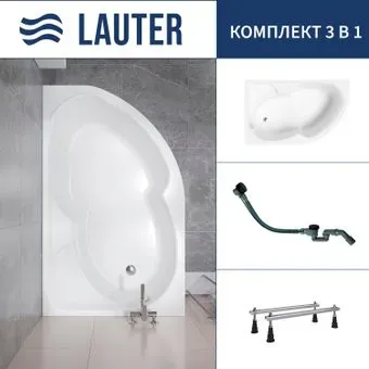 Lauter Geneva 170x105 2103170L (с ножками и сифоном 21Y32001 матовый черный)