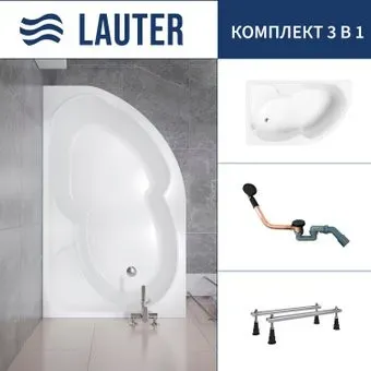 Lauter Geneva 170x105 2103170L (с ножками и сифоном 21Y11021 матовый черный)