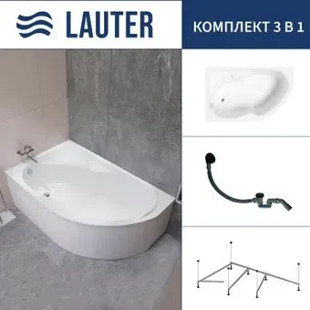 Lauter Geneva 170x105 2103170L (с каркасом и сифоном 21Y31001 матовый черный)