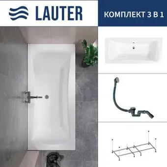 Lauter Belgravia 190x90 21110190 (с каркасом и сифоном 21Y31010 хром)