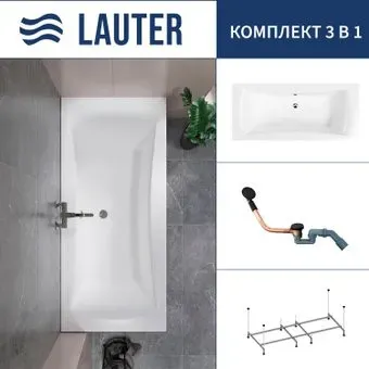 Lauter Belgravia 190x90 21110190 (с каркасом и сифоном 21Y11021 матовый черный)