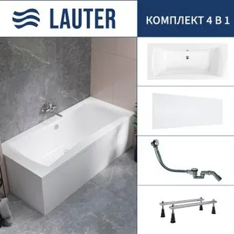 Lauter Belgravia 170x75 21110170 (с ножками, лицевым экраном и сифоном 21Y32000 хром)