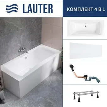 Lauter Belgravia 170x75 21110170 (с ножками, лицевым экраном и сифоном 21Y11021 матовый черный)