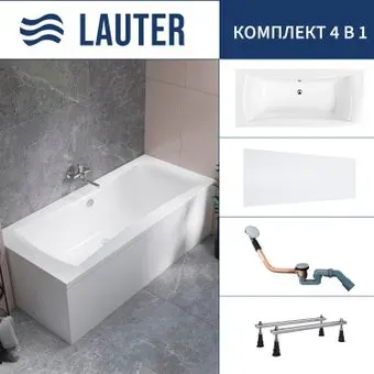 Lauter Belgravia 170x75 21110170 (с ножками, лицевым экраном и сифоном 21Y11020 хром)