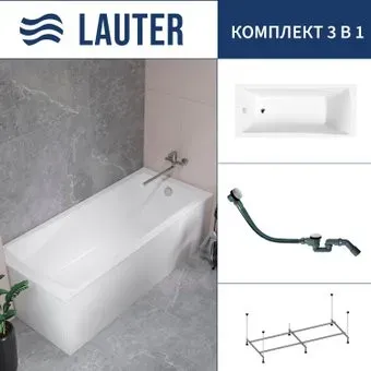 Lauter Aurora 170x75 21010075 (с каркасом и сифоном 21Y32002 белый)