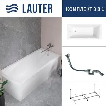 Lauter Aurora 170x75 21010075 (с каркасом и сифоном 21Y32000 хром)