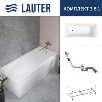 Lauter Aurora 170x75 21010075 (с каркасом и сифоном 21Y11010 хром)