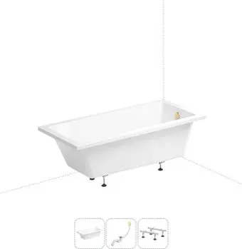 Wellsee FreeDom 180x85 231103008 (встраиваемая ванна белый глянец, ножки, сифон-автомат золото)