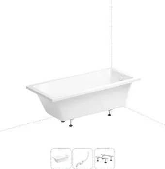 Wellsee FreeDom 180x85 231103006 (встраиваемая ванна белый глянец, ножки, сифон-автомат глянцевый белый)