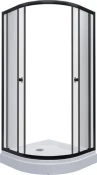 Saniteco SNT-801 90х90 c поддоном (черный/прозрачное стекло)