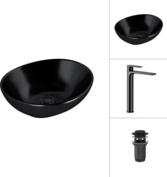 Lauter 21652-A + Reef 21CK8678BS с донным клапаном 21190B (черный матовый)