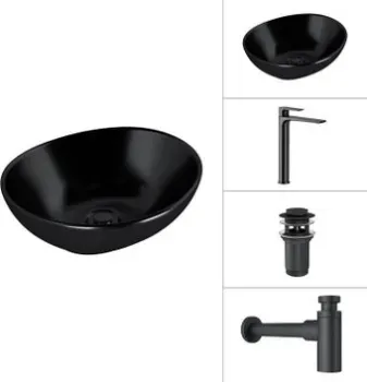 Lauter 21652-A + Reef 21CK8678BS + сифон 21635B + дон.клапан 21190B (черный матовый)