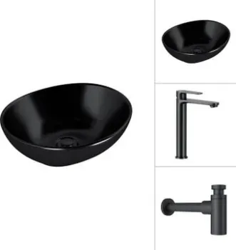Lauter 21652-A + Moon 21СК8691BS с сифоном 21635B (черный матовый)