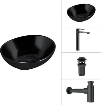 Lauter 21652-A + Moon 21СК8691BS + сифон 21635B + дон.клапан 21190B (черный матовый)