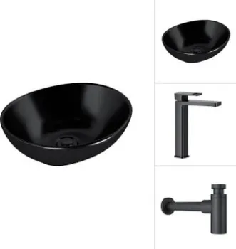 Lauter 21652-A + Cascade 21СК0655BS с сифоном 21635B (черный матовый)