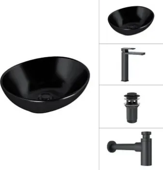 Lauter 21652-A + Cascade 21СК0655BS + сифон 21635B + дон.клапан 21190B (черный матовый)