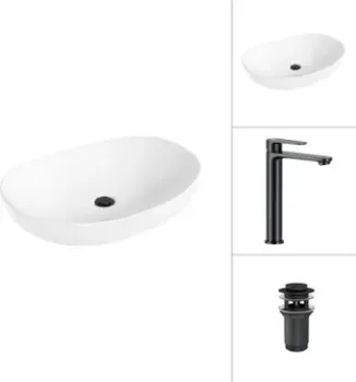 Lauter 21502 + Moon 21СК8691BS с донным клапаном 21190B (черный матовый)