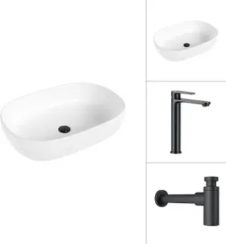 Lauter 21836 + Moon 21СК8691BS с сифоном 21635B (черный матовый)
