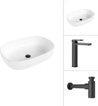 Lauter 21836 + Cascade 21СК0655BS с сифоном 21635B (черный матовый)
