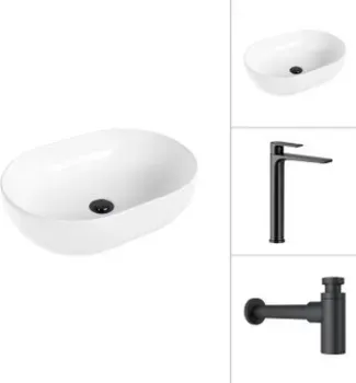 Lauter 21836A + Reef 21CK8678BS с сифоном 21635B (черный матовый)