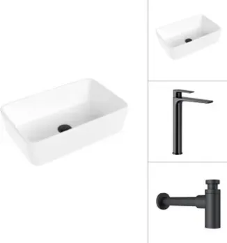 Lauter 21674A + Reef 21CK8678BS с сифоном 21635B (черный матовый)