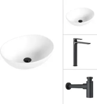 Lauter 21652 + Reef 21CK8678BS с сифоном 21635B (черный матовый)
